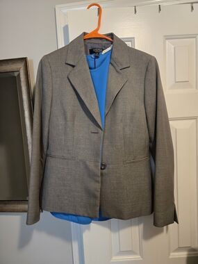 Kasper Gray Single-Button Women's Blazer - Gray